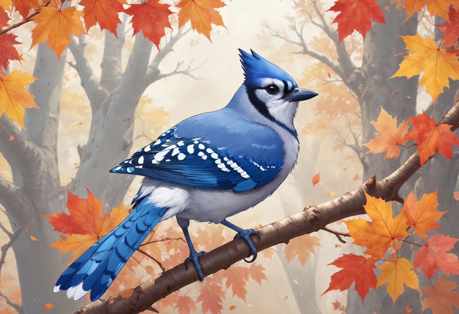 Pictură cu numere cu pasăre, tablou finalizat.