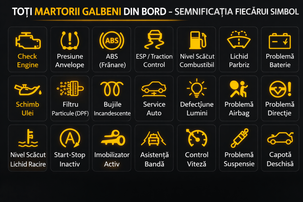 Semnificația martorilor galbeni din bordul mașinilor.