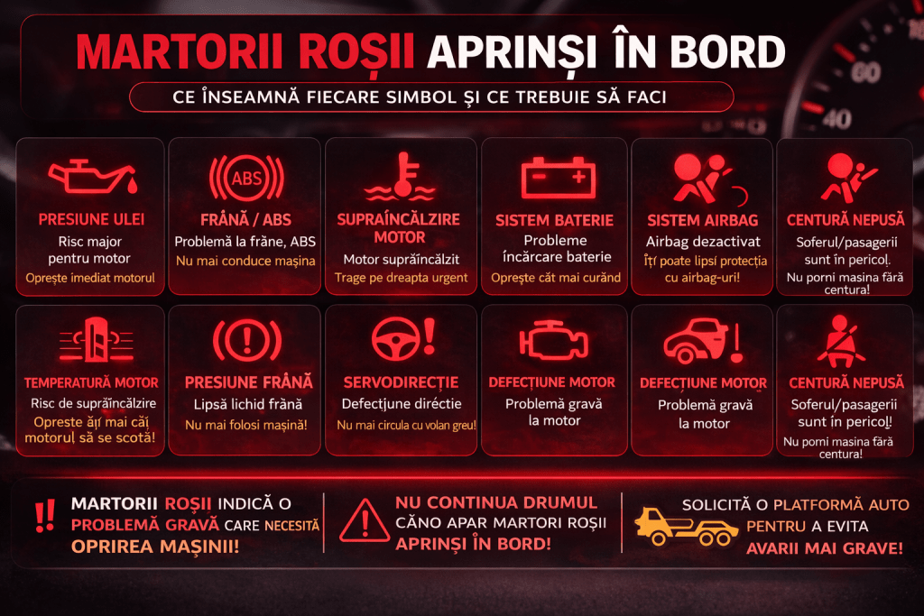 Semnificația martorilor roșii din bordul autoturismelor.